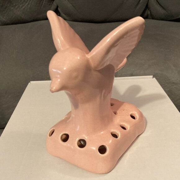 VTG 1950's Camark Pink Bird Ceramic Flower Frog Arranger-17 Holes-5.5" H-VGUC - Picture 9 of 10
